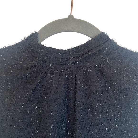 NWT Ann Taylor Factory Black Texture Metallic Halter Sheather Dress | Size S - Picture 4 of 10